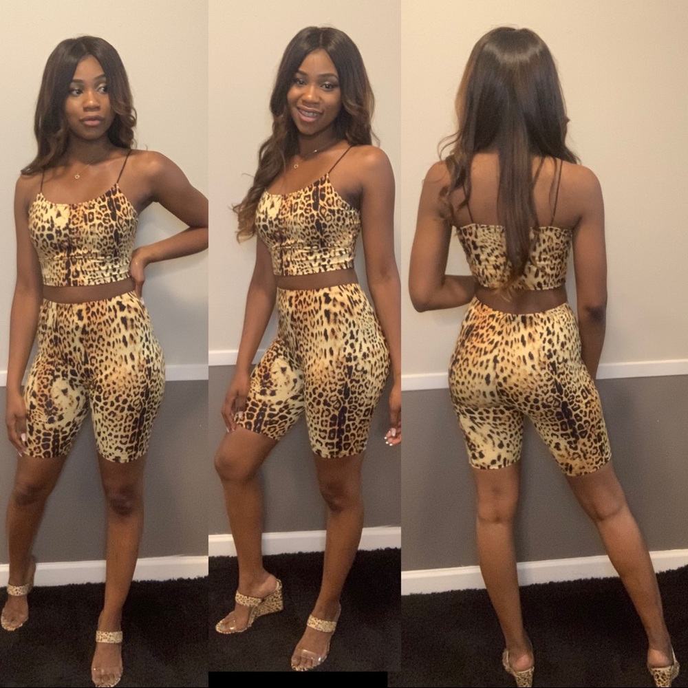 Leopard print two piece set